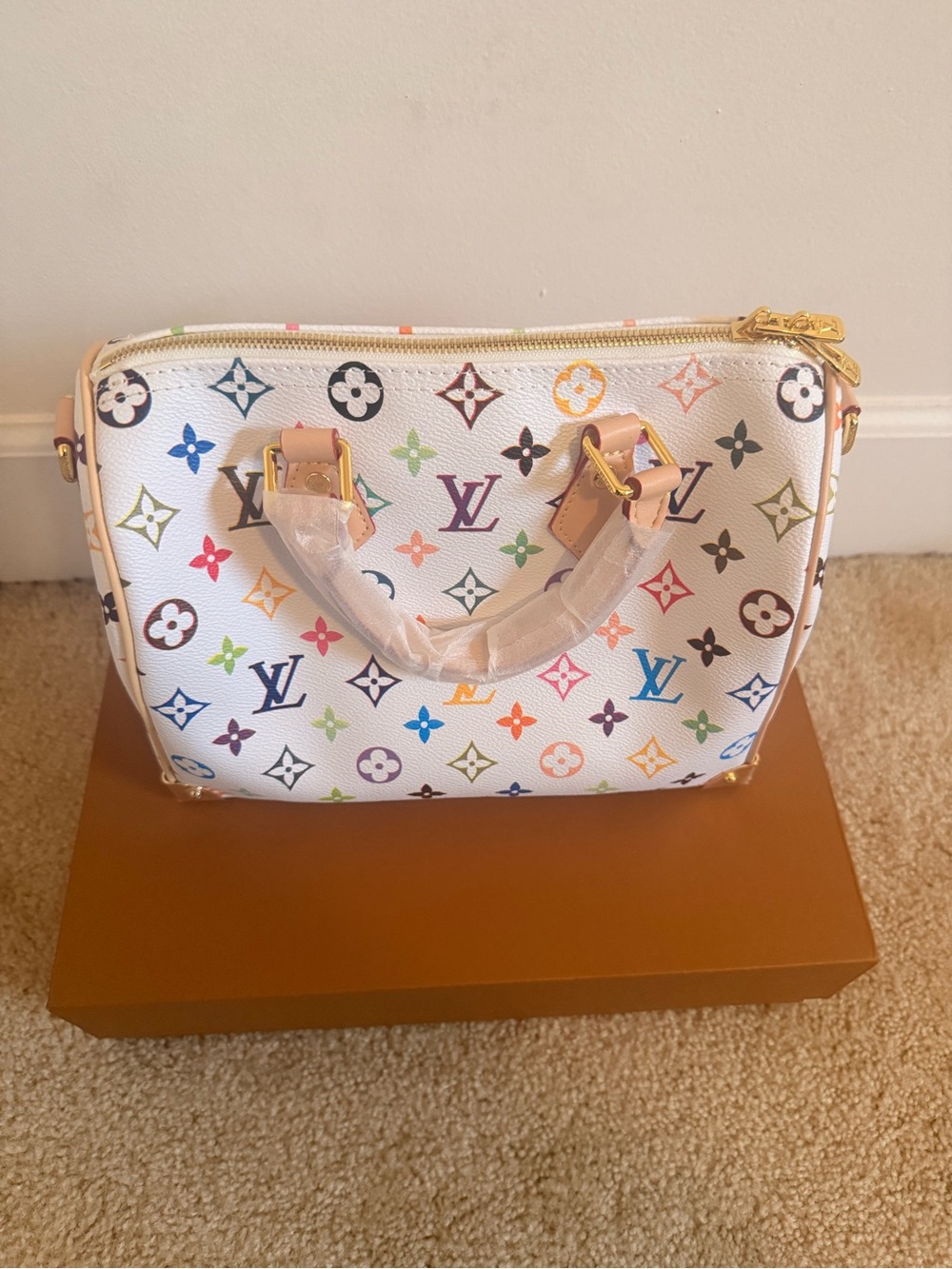 Louis Vuitton White Multicolor Monogram Satchel